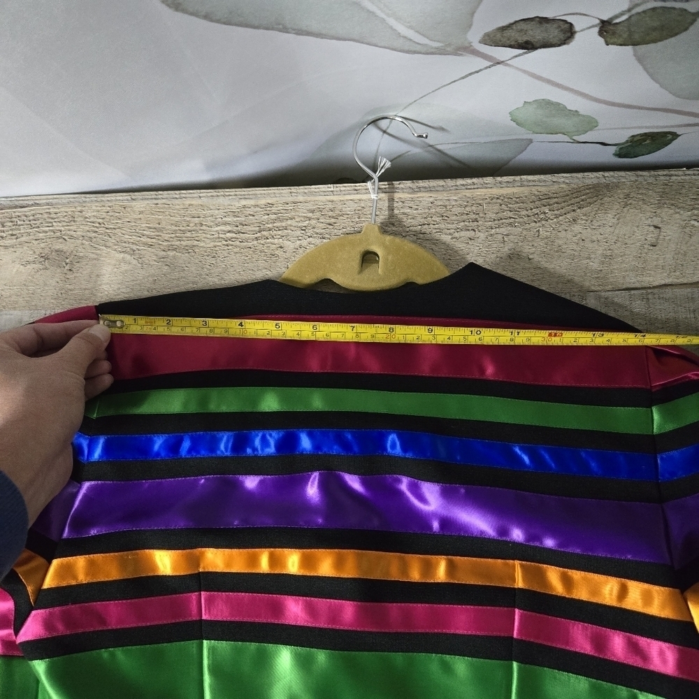 MAGGY LONDON | Vintage Satin Striped Cropped Rainbow Jacket - Picture 11 of 12
